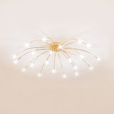 Contemporary Metal Semi Flush Mount Firework-Shaped Ceiling Light With Led Lights - Chrome/Gold