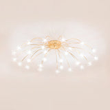 Contemporary Metal Semi Flush Mount Firework-Shaped Ceiling Light With Led Lights - Chrome/Gold