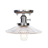Industrial Semi Flush Ceiling Light With Cone/Saucer Opal/Clear Glass Shade - Perfect For Living