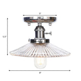 Industrial Semi Flush Ceiling Light With Cone/Saucer Opal/Clear Glass Shade - Perfect For Living