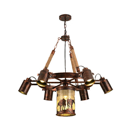 Vintage Metal Chandelier: Weathered Copper Dining Room Pendant Light (4 Or 7 Lights)