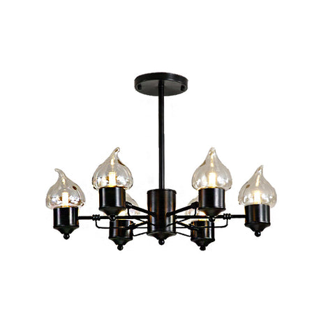 Industrial Clear Glass Cylinder Hanging Chandelier - 3/6 Light Pendant For Living Room With Round