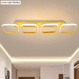 21.5’/31’/41’ L Square Semi Flush Acrylic Lamp Black/Gold Led Ceiling Mount Warm/White Light