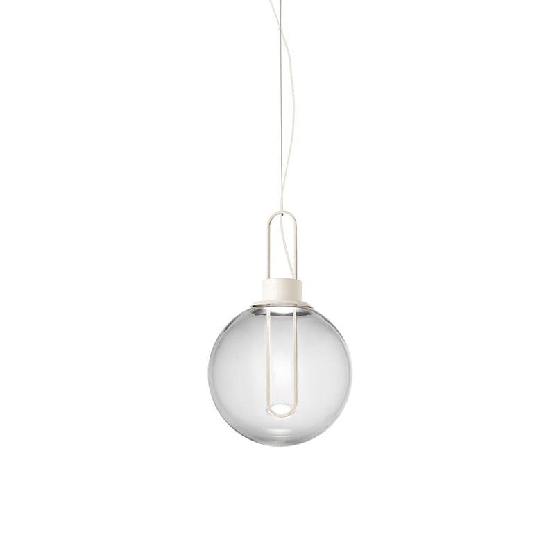 Contemporary Clear Glass Sphere Pendant Light - Elegant 1-Light White/Black Hanging Lamp For