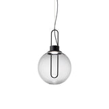Contemporary Clear Glass Sphere Pendant Light - Elegant 1-Light White/Black Hanging Lamp For