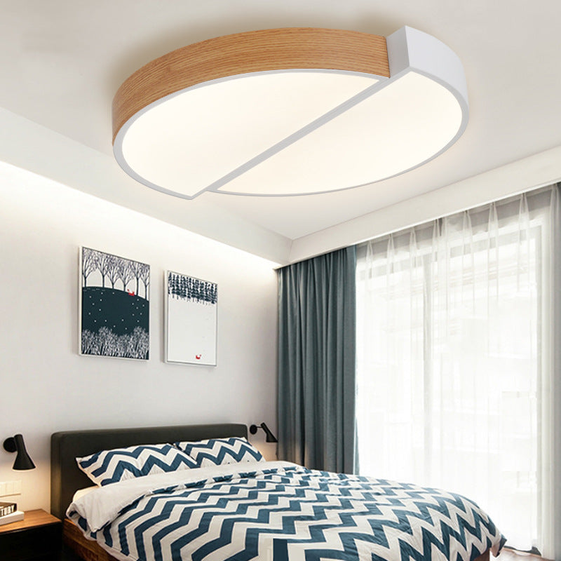 Contemporary Wood White Led Circle Flush Mount Lamp - 20.5 And 33 Diameter