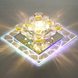 Modern Crystal Led Flush Mount Lighting For Hallway - Minimalist Clear Fixture / 3W Multi Color