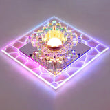 Sleek Square Led Flush Mount Crystal Ceiling Light Clear Corridor Fixture