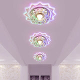 Modern Crystal Floral Flush Light: Clear Led Ceiling Fixture For Hallway / 3W Multi Color