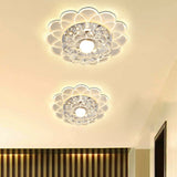 Contemporary Crystal Clear Led Flush Mount Ceiling Light With Floral Design / 3W Warm
