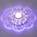 Crystal Simplicity Led Flush Mount Ceiling Light With Flower Corridor Design Clear / 5W Blue
