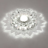Contemporary Led Crystal Flush Mount Ceiling Light With Blossom Design For Hallways - Clear