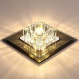 Contemporary Crystal Flush Mount Ceiling Light For Hallways - Led Lighting Fixture Black / Warm