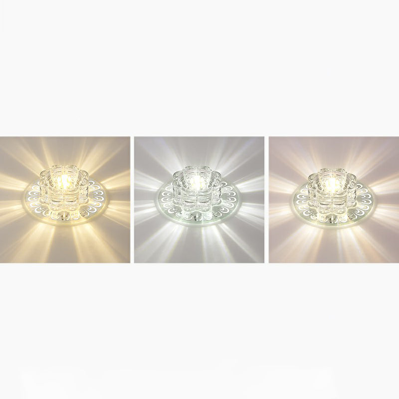 Minimalist Crystal Led Flush Mount Fixture For Hallway Clear Flower Lighting / 5.5 Third Gear