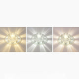 Minimalist Crystal Led Flush Mount Fixture For Hallway Clear Flower Lighting / 5.5 Third Gear