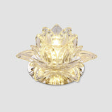 Modern Lotus-Shaped Entryway Led Crystal Flush Mount Ceiling Light In Clear