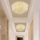 Clear Crystal Led Round Flush Mount Ceiling Light For Hallways / Third Gear