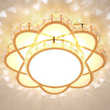 Contemporary Crystal Rose Gold Led Flush Mount Ceiling Light With Floral Design / 12 Warm