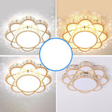 Contemporary Crystal Rose Gold Led Flush Mount Ceiling Light With Floral Design / 12 Third Gear