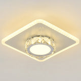 Modern Geometric Flush Ceiling Light With Crystal Detail - Led Hallway Lighting Fixture