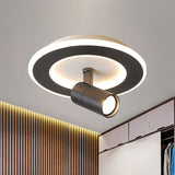 Modern Square/Round Flush Mount Led Acrylic Lamp In White/Black (White/Warm Light) Black / Warm