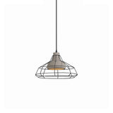 Modernist Cement Cone Hanging Pendant Lamp With Wire-Cage Shade 1-Light Black 10.5/14 Width