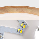 Contemporary Beige Led Flush Mount Lamp With Wood Canopy - 12/15 Wide Sphere Design