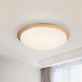 Contemporary Beige Led Flush Mount Lamp With Wood Canopy - 12/15 Wide Sphere Design / 12 B