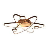 Modern Oval Flush Ceiling Lamp With Led Acrylic White/Coffee Finish In Warm Light - 23.5/31.5/39
