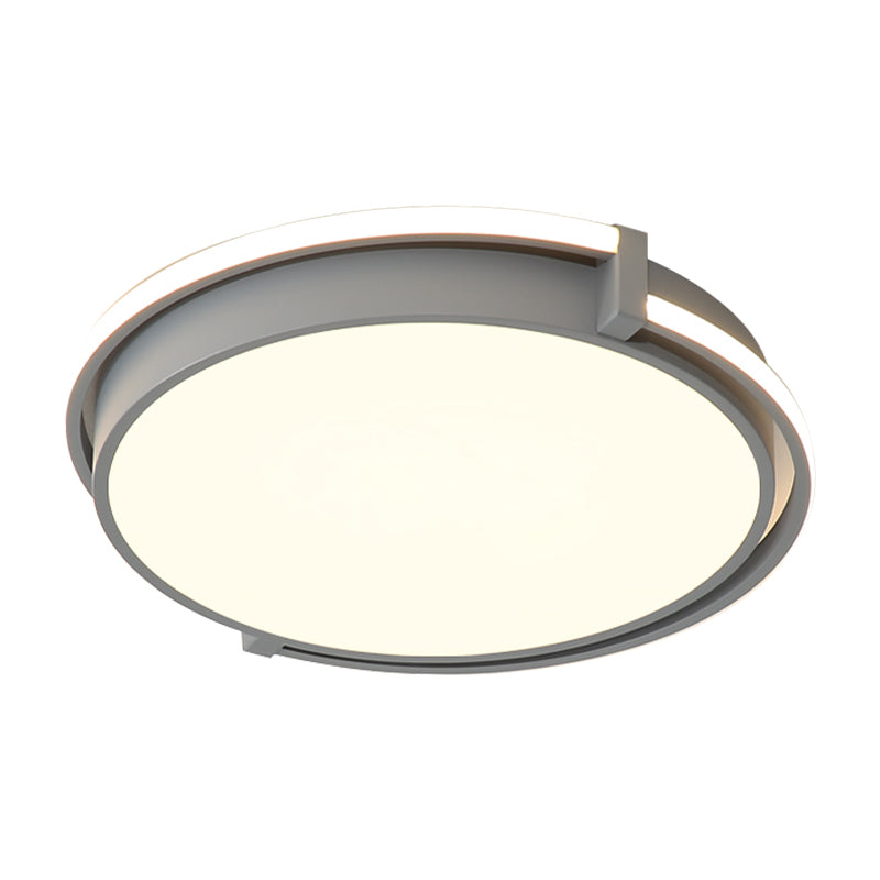 Modern Led Round Bedroom Flush Lamp In Black/Grey With Recessed Diffuser - 12/16/19.5 Wide Available
