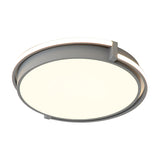 Modern Led Round Bedroom Flush Lamp In Black/Grey With Recessed Diffuser - 12/16/19.5 Wide Available