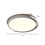 Modern Led Round Bedroom Flush Lamp In Black/Grey With Recessed Diffuser - 12/16/19.5 Wide Available