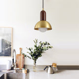 Postmodern Dome Pendant Light In Metallic Brass Finish For Living Room Suspension / Small