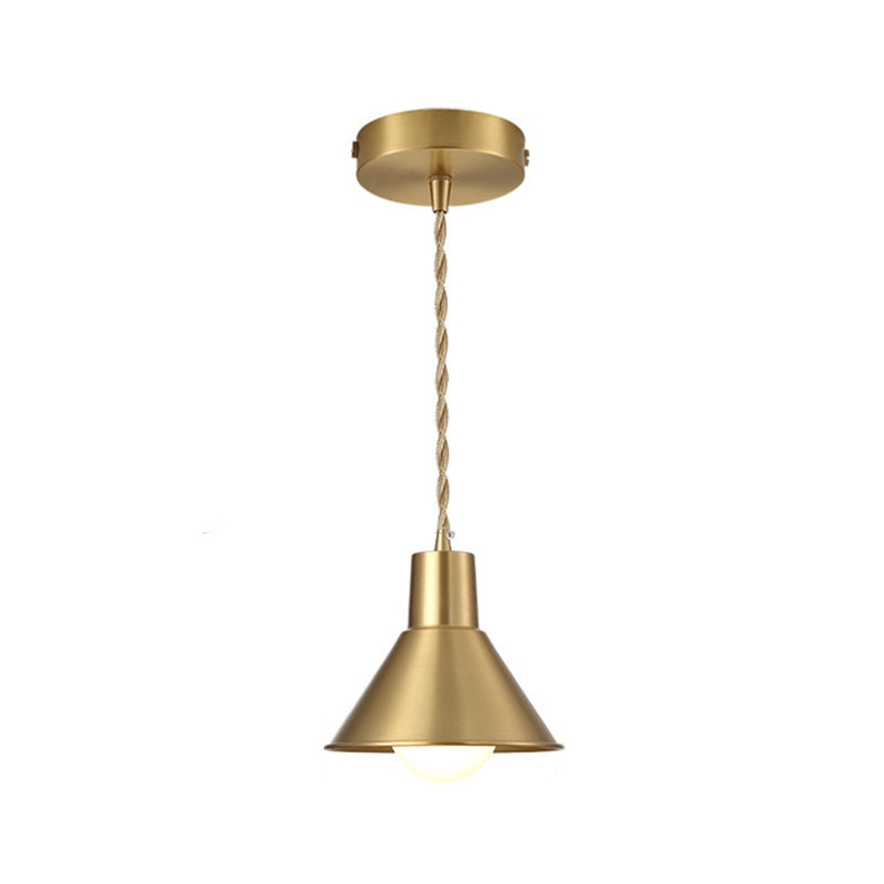 Modern Geometric Shade Ceiling Light - Metallic Gold Pendant Fixture For Dining Room