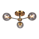 Modern Round Semi Flush Mount Lighting In White/Orange With Smoke Glass - 3/6/8 Light Gold Led