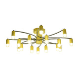 Sputnik Semi Flush Mount Metal Ceiling Lamp - 12/16 Lights Modern Design In Gold/Black