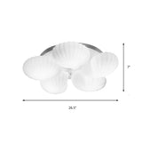 Modern Shell Shape Bedroom Flush Mount Ceiling Light In White Glass Available 3/5/7 Lights