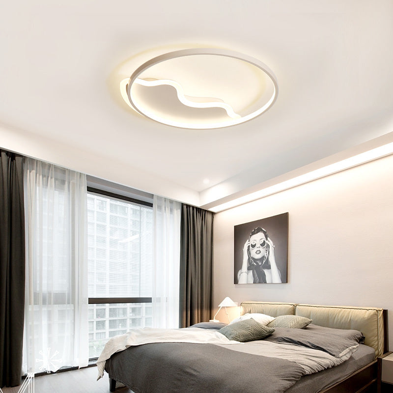 Contemporary Ring Flush Mount Led Lamp For Bedroom 18/21.5 - White/Pink/Blue With Warm/White Light