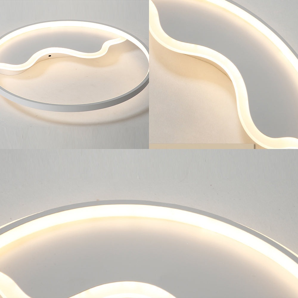 Contemporary Ring Flush Mount Led Lamp For Bedroom 18’/21.5’ - White/Pink/Blue With Warm/White Light