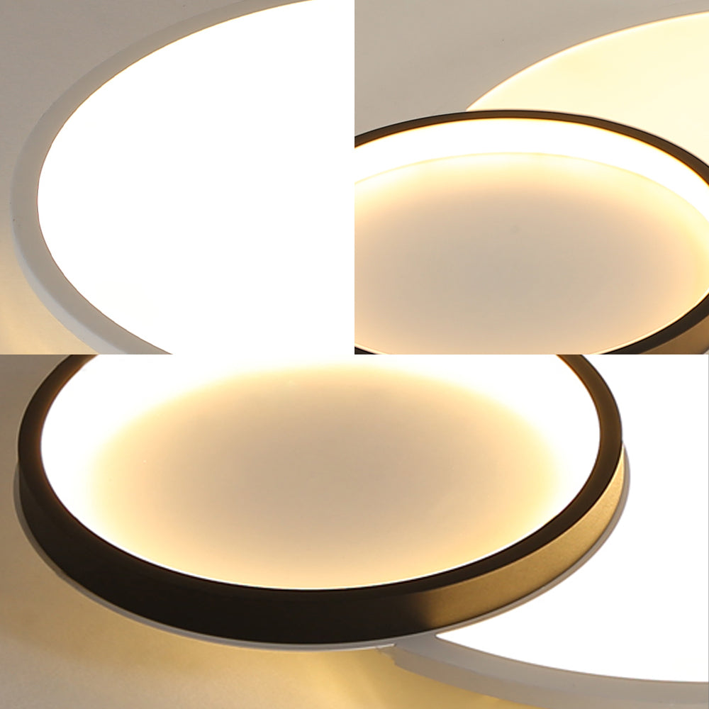 Modern Acrylic Led Flush Mount Light Fixture Round Black And White Design 16/19.5 Wide
