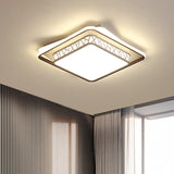 Modernist Led Flush Mount Lamp With White Acrylic Shade - Bedroom Lighting / Square