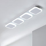 Modern Rectangle Flush Led Ceiling Light Fixture With Acrylic Shade - 4/5 Lights White/Warm For