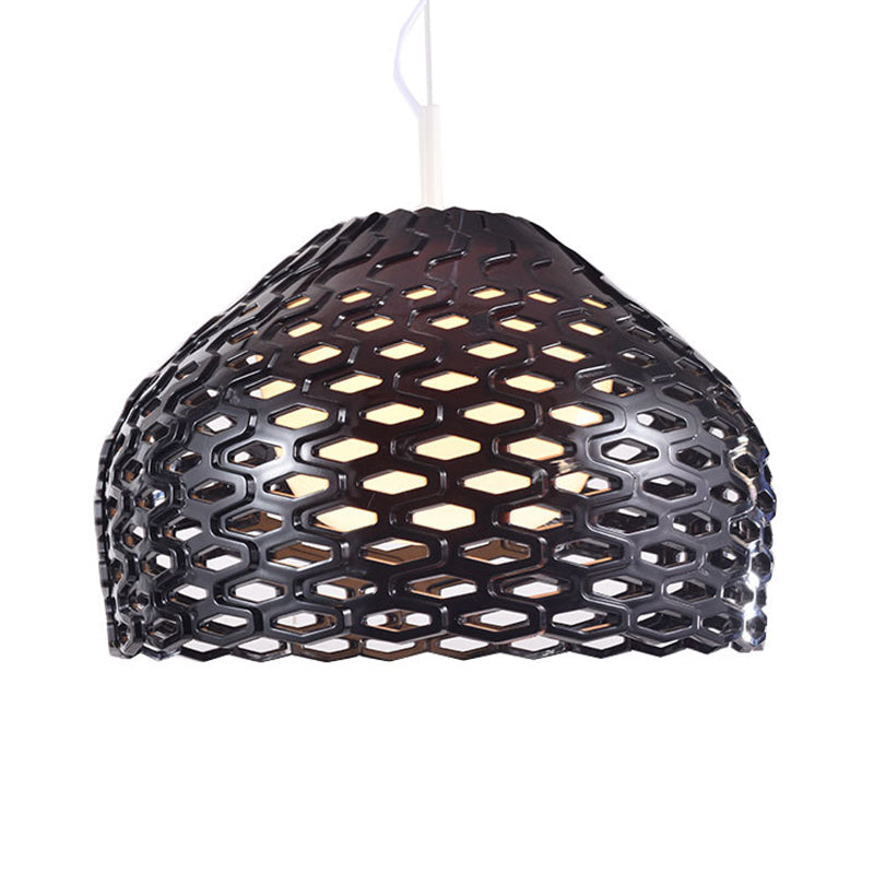 Dome Pendant Light: Contemporary Resin Hanging Lamp For Dining Room White/Black Fixture