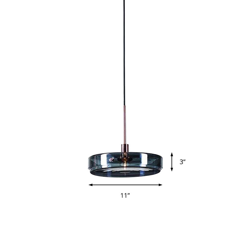 Modernist Green Glass Circular Suspension Pendant Light - Stylish Living Room Hanging Lamp