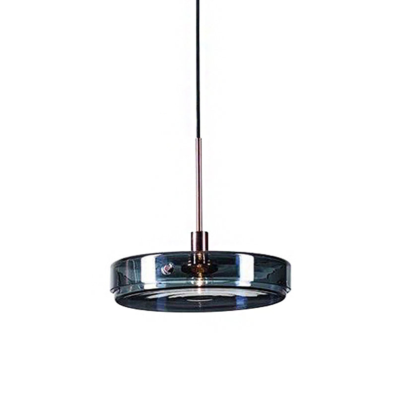 Modernist Green Glass Circular Suspension Pendant Light - Stylish Living Room Hanging Lamp