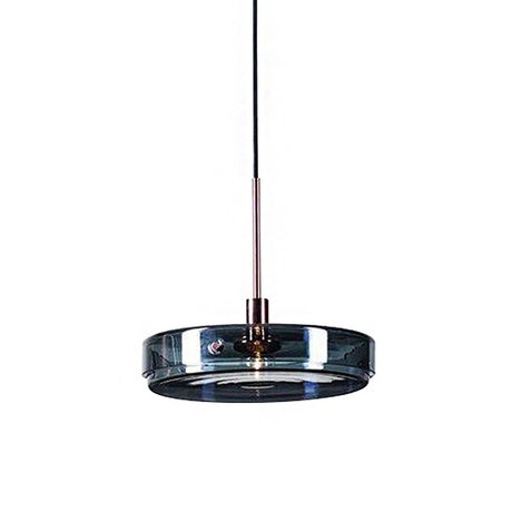 Modernist Green Glass Circular Suspension Pendant Light - Stylish Living Room Hanging Lamp