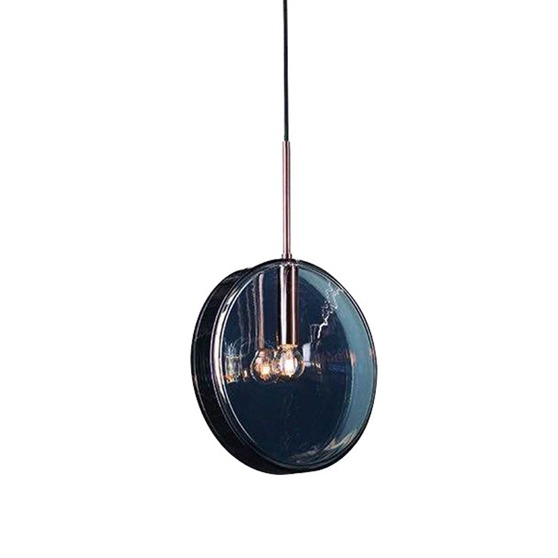 Modernist Green Glass Circular Suspension Pendant Light - Stylish Living Room Hanging Lamp