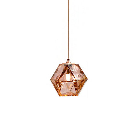 Modern Diamond Suspension Pendant Lamp With Textured White/Amber/Smoke Glass Led Hanging Light