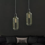 Modernist Amber/Smoky Glass Cylinder Pendant Ceiling Lamp - 1 Light Living Room Hanging 4/5.5 Wide