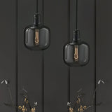 Modernist Amber/Smoky Glass Cylinder Pendant Ceiling Lamp - 1 Light Living Room Hanging 4/5.5 Wide